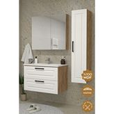 Teta Home Savora 65 Cm Mdf Gövde Membran Kapak Banyo Dolabı Seti + Boy Dolabı Meşe