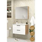 Teta Home Savora 65 Cm Mdf Gövde Membran Kapak Banyo Dolabı Seti Meşe
