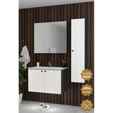 Teta Home Torino 80 Cm Mdf Gövde Membran Kapak Banyo Dolabı Seti + Boy Dolabı Antrasit-Beyaz