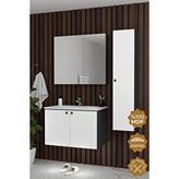 Teta Home Torino 80 Cm Mdf Gövde Membran Kapak Banyo Dolabı Seti + Boy Dolabı Antrasit