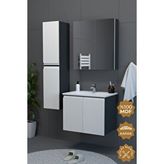Teta Home Zürih 65 Cm Mdf Gövde Membran Kapak Banyo Dolabı Seti + Boy Dolabı Antrasit