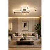 Tetrys Kahverengi Modern Tasarım Beyaz Ledli Cafe - Mutfak - Salon Led Avize