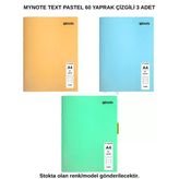 Text Pastel Defter A4 60 Yaprak Çizgili 3 Adet