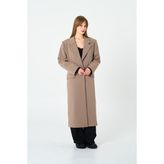 Thalure Kadın Bej Oversize Uzun Ceket - M - Regular Fit