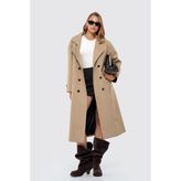 Thalure Kadın Camel Oversize Kuşaklı Trençkot