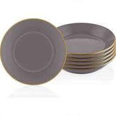The Mia Basic 6'lı Set Gri 20 cm Yemek Tabağı