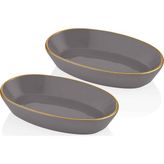 The Mia Basic Oval Servis Gri 26 cm 2'li Set