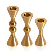 The Mia Brass Pirinç Konik Şamdan 3 Parça Set