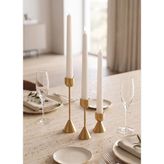 The Mia Brass Pirinç Silindir Şamdan 3 Parça Set