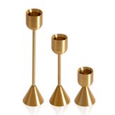 The Mia Brass Silindir Şamdan 3'lü Set