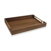 The Mia Natura Akasya Metal Kulplu Tepsi Gold 45X30x5 Cm