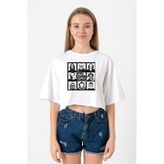 The Psycho Bunch Beyaz Kadın Crop Tshirt