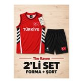 The RAVEN PREMİUM TÜRKİYE ÖZEL SERİ KIRMIZI BASKETBOL FORMASI 2'Lİ SET FORMA + ŞORT