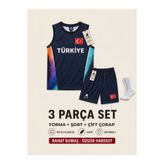 The RAVEN PREMİUM TÜRKİYE ÖZEL SERİ MAVİ SİYAH BASKETBOL FORMASI 3 PARÇA FORMA + ŞORT + ÇORAP