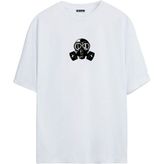 The Wert Gaz Maskesi Baskılı Beyaz Oversize Tshirt - XL