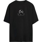 The Wert Gaz Maskesi Baskılı Siyah Oversize Tshirt