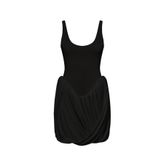 theanemos Drape Detaylı Siyah Mini Elbise