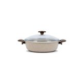 Thermoad 32 CM Granit Döküm Basık Karnıyarık - Pilav Tenceresi Vizon
