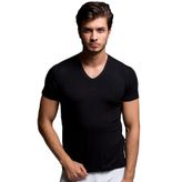 Thermoform Bambu Erkek V Yaka Tişört SİYAH L