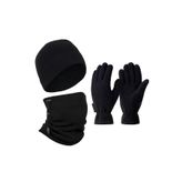 Thermoform Polar Unisex Eldiven, Bere ve Boyunluk Seti, Siyah