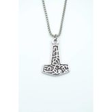 Thor Mjollnir Hammer Gümüş Kaplama Örme Zincir Kolye