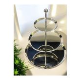 Tiamo Large 3 Katlı Sunum İkram Tabağı Gümüş