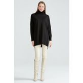 Tığ Triko Balıkçı Yaka Oversize Basic Triko Tunik Siyah