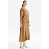 Tığ Triko Eteği Düğmeli Rayon Takım CAMEL