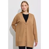 Tığ Triko Eteği Simli Rayon Hırka CAMEL