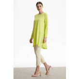 Tığ Triko Kumaş Garnili Rayon Basic Triko Tunik Lıme