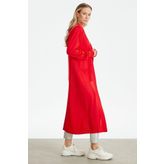 Tığ Triko SOSİS CEPLİ BASIC RAYON HIRKA KIRMIZI