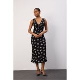 til dawn Lea – Siyah Blossom Midi Elbise