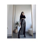 TİLLE Siyah Saten etek