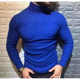 TK Moda Erkek Boğazlı Kazak - Standart - Mavi