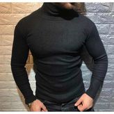 TK Moda Erkek Boğazlı Kazak - Standart - Siyah