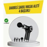 TKÇ Mini Masaj Tabancası 4 Başlık 6 Hız Ayarlı - Siyah