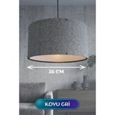 TKÇ Şık Koyu Gri Kumaş Başlıklı Sarkıt Avize 35 cm Xml