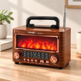 TKÇ Şömineli Retro Radyo Bluetooth Hoparlör - Am/fm/sw Usb/type-C Şarjlı