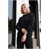 TKT Kadın Basic Kapüşonlu 3 İplik Kanguru Cepli Regular Kalıp Siyah Sweatshirt