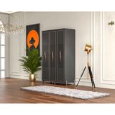 Tocco Platin 3 Kapaklı Country Gardırop - Antrasit