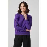 TOFİSA Kadın Bisiklet Yaka Oversize Sweatshirt - 27955-MOR
