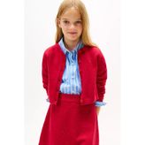 Tommy Hilfiger Kız Çocuk Slim Fit Pullu Bisiklet Yaka Hırka - Kırmızı