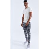 Tommy Life 84754 Gri Melanj Erkek Kamuflaj Desenli Dar Kesim Jogger Eşofman Altı