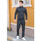 Tommy Life 85072 Antrasit Melanj Dik Yaka Fermuarlı Rahat Form Klasik Paça Erkek Eşofman Takımı