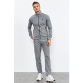 Tommy Life 85072 Gri Melanj Dik Yaka Fermuarlı Rahat Form Klasik Paça Erkek Eşofman Takımı