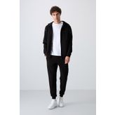 Tommy Life 85236 Siyah Pamuklu Kalın Yumuşak Dokulu Comfort Fit Baskılı Erkek Eşofman Takımı