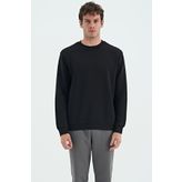 Tommy Life 88137 Siyah O Yaka Şardonlu Rahat Form Basic Erkek Sweatshirt