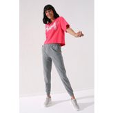 Tommy Life 94561 Gri Melanj Yüksek Bel Jogger Rahat Form Manşetli Kadın Eşofman Altı