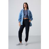 Tommy Life 94583 Cepli Yüksek Bel Rahat Form Lastik Paça Lacivert Kadın Eşofman Altı