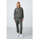 Tommy Life 95288 Kapüşonlu Kanguru Cep Oversize Lastik Paça Çağla Kadın Eşofman Takımı